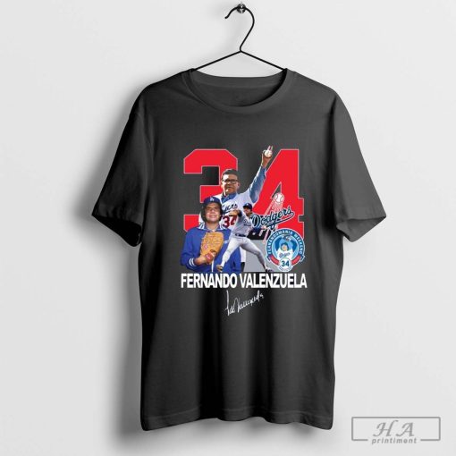 Rip Fernando Valenzuela 34 Los Angeles Dodgers Player Signature T-shirt