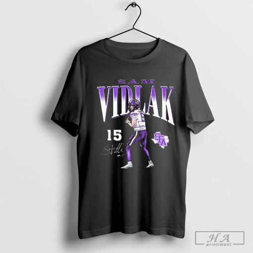 Sam Vidlak Stephen F. Austin Lumberjacks Football Cartoon Signature T-shirt