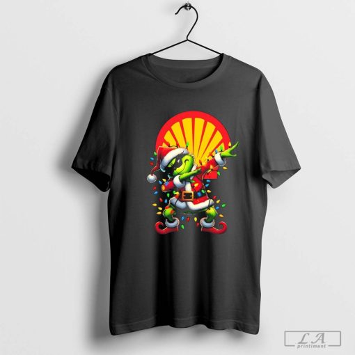 Santa Grinch Dabbing Shell Merry Christmas Light Shirt