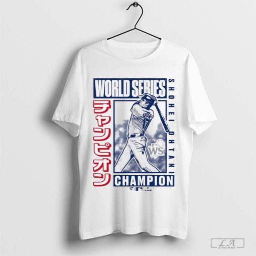 Shohei Ohtani White Los Angeles Dodgers 2024 World Series Champions Kanji Swing T-Shirt