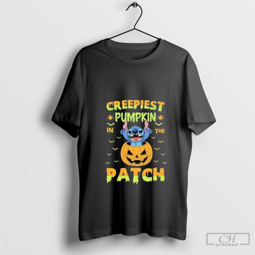 Stitch creepiest pumpkin in the patch Halloween shirt