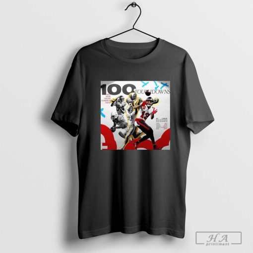 Tampa Bay Buccaneers Mike Evans Join Rice Moss Owens Harrison Players 100 Career NFL Touchdown Receptions Poster T-shirt