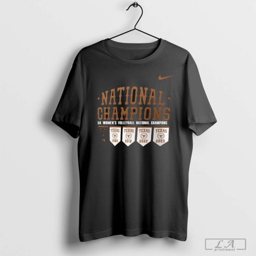 Texas Longhorns Five-Time Volleyball National Champions T-Shirt