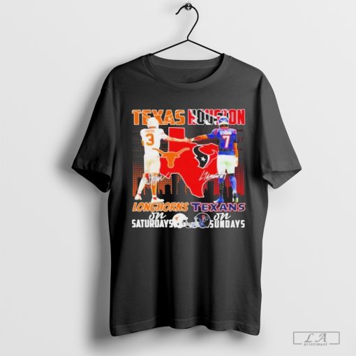 Texas Longhorns On Saturdays Texas Houston On Sundays Signatures Shirt