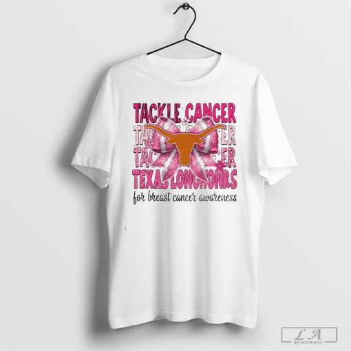 Texas Longhorns Tackle Cancer For Breast Cancer Awareness T-shirt