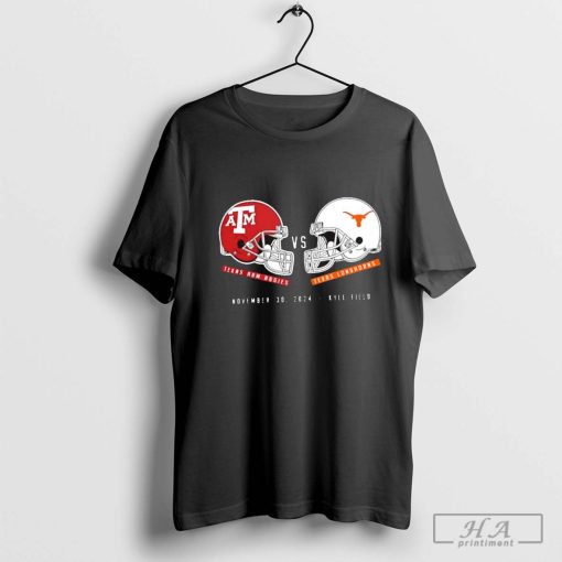 Texas Longhorns vs Texas A&M Aggies Football November 2024 matchup helmet T-shirt