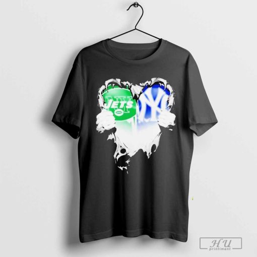 Top Blood Inside Heart New York Jets And New York Yankees T-shirt