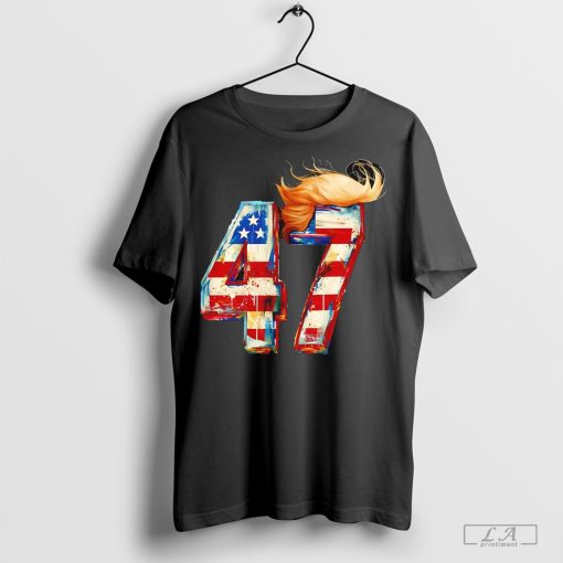 Trump hair 47th President of USA flag vintage shirt