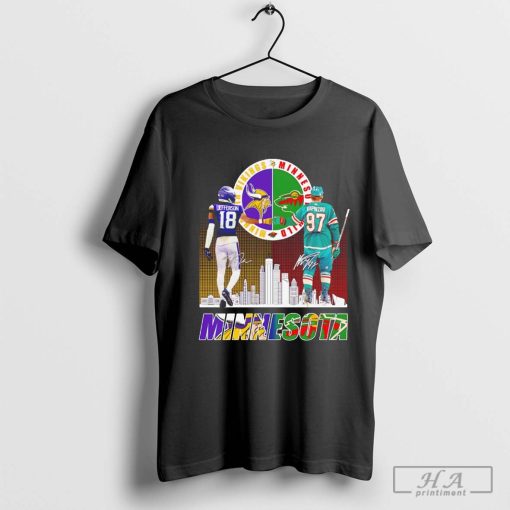 Vikings Justin Jefferson X Wild Kirill Kaprizov Minnesota Skyline Shirt