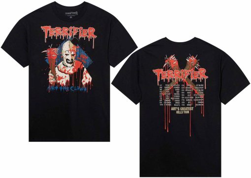 carries a Terrifier shirt