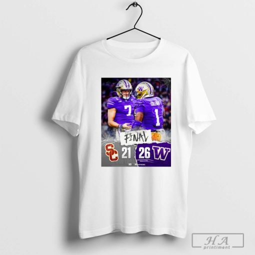 A B1G Dawg Dub Final Score Washington Huskies 26-21 USC Trojans 2024 T-shirt