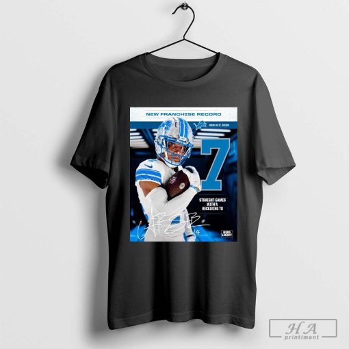 Amon-Ra St. Brown Detroit Lions NFL 7 Straight-Games With A Receiving TD New Franchise Record Signature Shirt