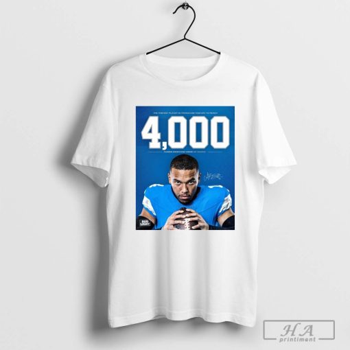 Amon-Ra St. Brown Detroit Lions The Fastest Player In Franchise History To Reach 4000 Career Receiving Yards Signature Poster t-shirt