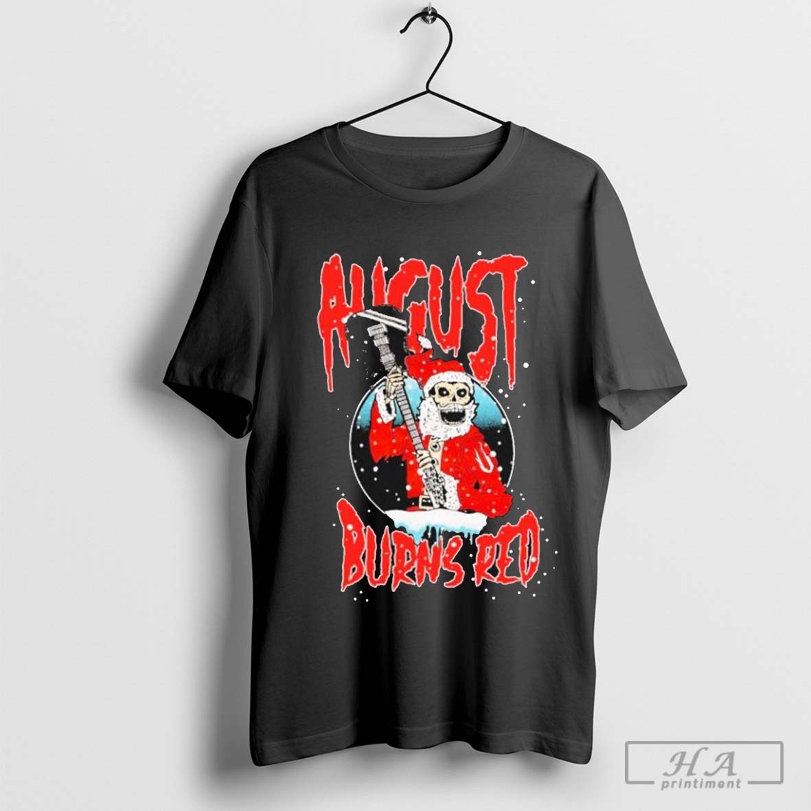 August Burns Red Shredding Santa Skeleton Guitar T Shirts