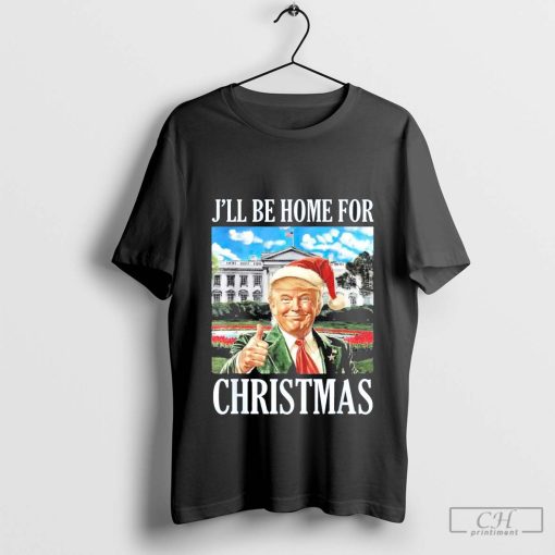 Awesome I’Ll Be Home For Christmas Funny Santa Trump 2024 Xmas shirt