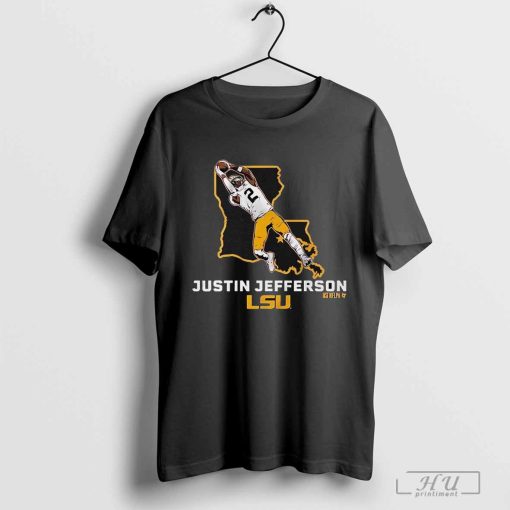 Awesome Justin Jefferson State Star LSU Tigers Football T-Shirt