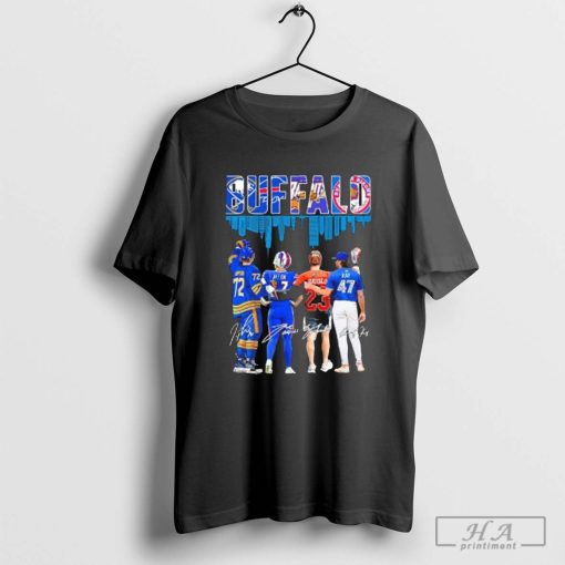 Buffalo Bills Josh Allen, Jim Kelly X Buffalo Sabres Gilbert Perreault, Tage Thompson T-Shirts