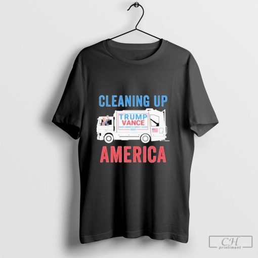 Cleaning Up America Maga Garbage Truck Proud American Trump Supporter Shirt