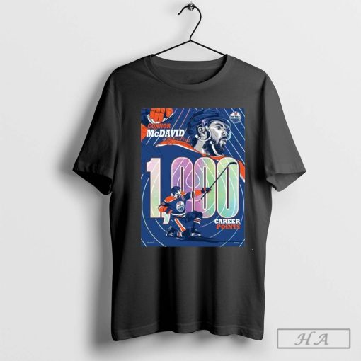 Connor McDavid Edmonton Oilers 1,000 Career NHL Points Milestone Shirt