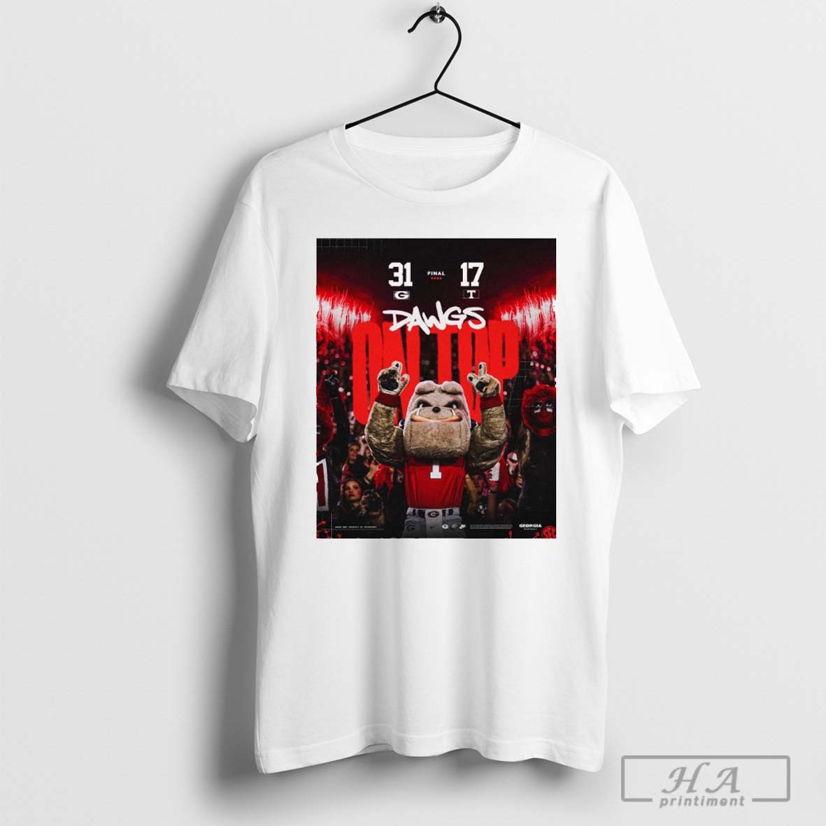 Dawgs On Top Tennessee Volunteers 17 31 Georgia Bulldogs Sec Final Score 2024 Poster T Shirt