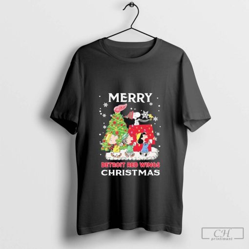 Detroit Red Wings Merry Snoopy Peanuts Christmas T-Shirt