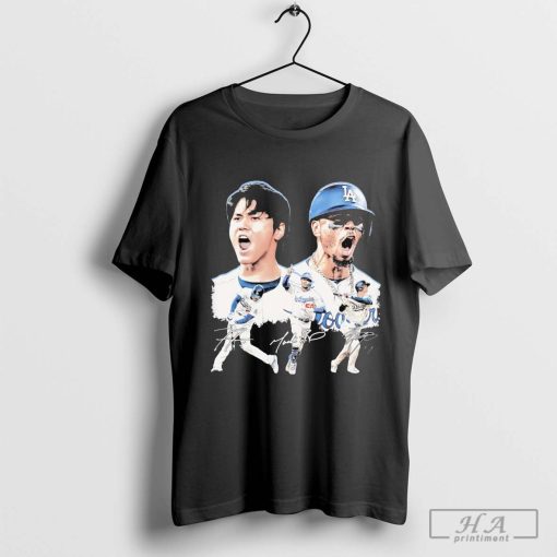 Dodgers Freeman Betts and Ohtani Top 3 MVP player signatures shirt