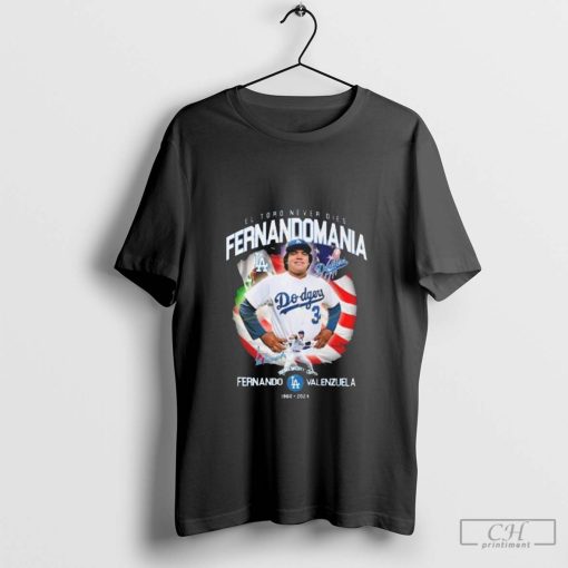 El Toro Never Dies Fernando Valenzuela Los Angeles Dodgers 1960-2024 Signature Shirt