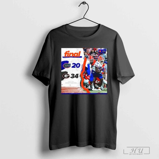 Final Florida Gators Vs Georgia Bulldogs 20-34 Game 8 11.2.24 Jacksonville FL Poster t-shirt