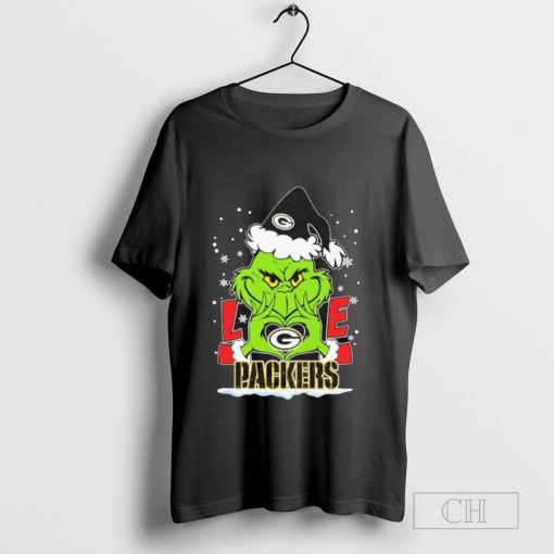 Grinch Hand Love Green Bay Packers Christmas T-Shirt