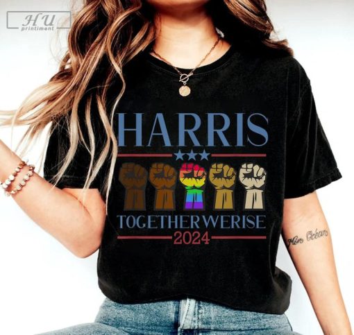 Harris Walz 2024 Shirt Election LGBT Kamala Together We Rise T- Shirt