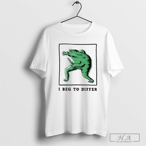 I beg to differ frog holding knife shirt