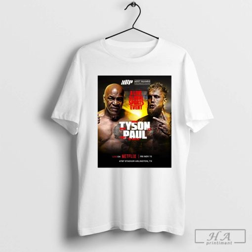 Iron Mike Tyson vs Jake El Gallo Paul A Live Global Sports Event Most Valuable Promotions T-shirt