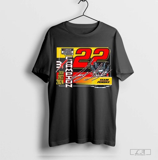 Joey Logano Team Penske 2024 NASCAR Cup Series Champion 3X Lifestyle Signature 2018-2024 t-shirt