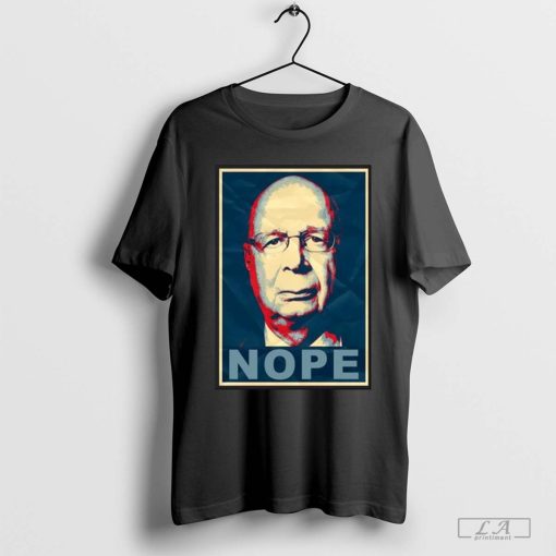 Liz Churchill Wearing Klaus Schwab Nope Retro t-shirt