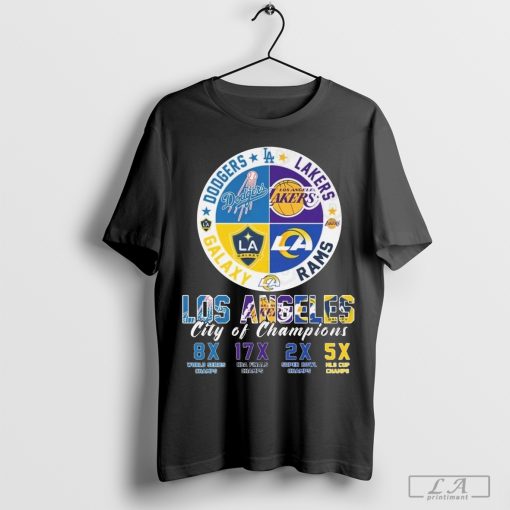 Los Angeles City Of Champions Los Angeles Dodgers x Los Angeles Lakers x Los Angeles Rams x LA Galaxy 2024 Shirt