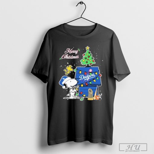 Los Angeles Dodgers Merry Christmas With Snoopy And Woodstock MLB 2024 T-shirts