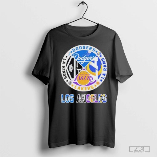 Los Angeles Dodgers, Rams, Lakers and Los Angeles Kings Los Angeles City Sports Logo Shirt