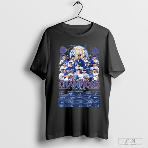 Los Angeles Dodgers World Series Champions 2023-2024 Signatures Fireworks Shirt