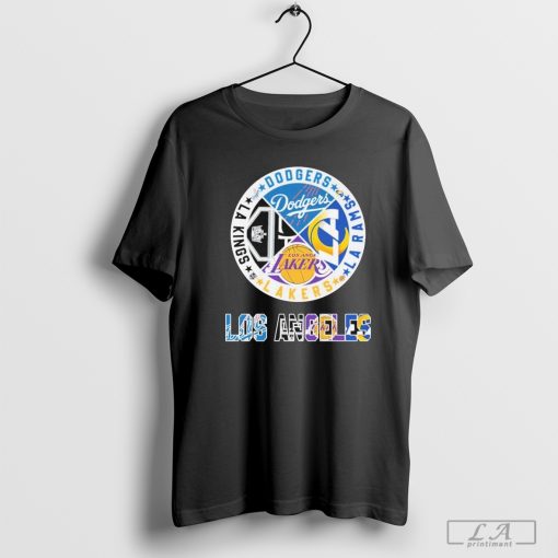 Los Angeles Sports Teams Los Angeles Kings Los Angeles Dodgers Los Angeles Rams and Los Angeles Lakers Logo shirt