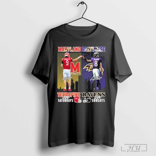 Maryland Terrapins On Saturdays Baltimore Ravens On Sundays T-Shirt