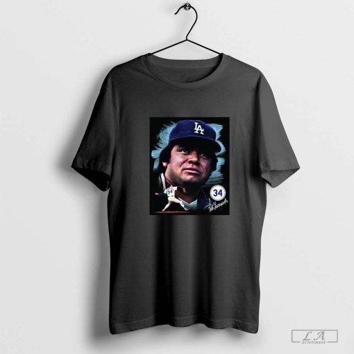 Men's Fernando Valenzuela Black Los Angeles Dodgers Portrait T-Shirt