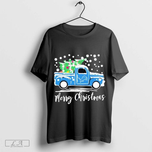 Mery Christmas Detroit Lions truck Christmas tree shirt