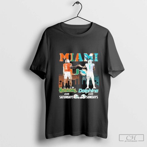 Miami Hurricanes On Saturdays Miami Dolphins On Sundays 2024 T-Shirt