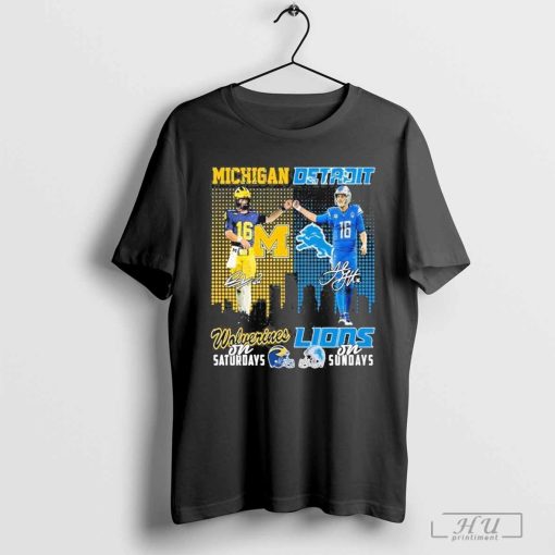 Michigan Wolverines On Saturdays x Detroit Lions On Sundays T-Shirt