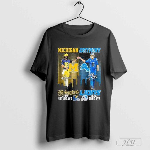 Michigan Wolverines On Saturdays x Detroit Lions On Sundays T-Shirt