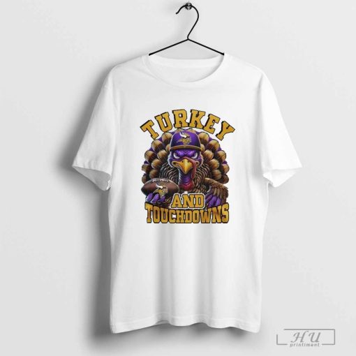 Minnesota Vikings NFL Happy Thanksgiving Turkey And Touchdowns Shirts