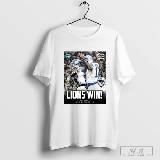 NFL Detroit Lions Win Green Bay Packers 24-14 Final Score Poster t-shirt