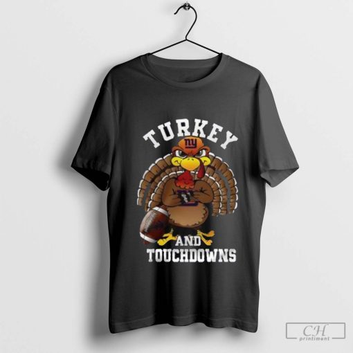 New York Giants Happy Thanksgiving Turkey And Touchdowns Shirt