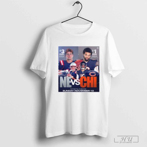 Official 3 Pick 2024 New England Patriots vs. 1 Pick 2024 Chicago Bears Sunday November 10 Poster t shirt