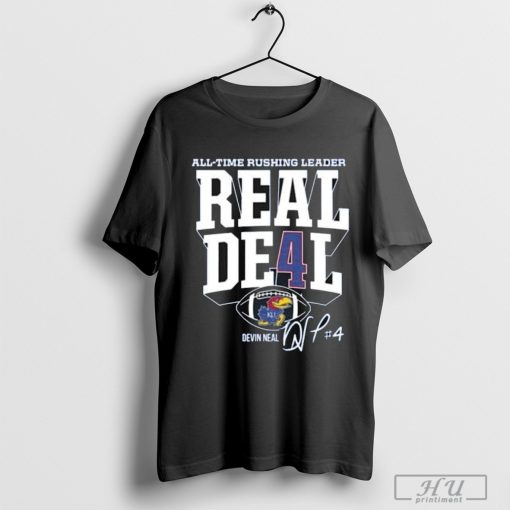 Official All-Time Rushing Leader Real Deal Devin Neal Kansas Jayhawks Football Rushing Record Signature t-shirt